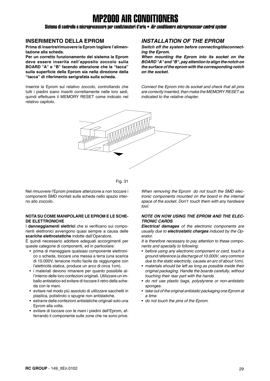 Dell MP2000 manual Inserimento Della Eprom, Installation of the Eprom 