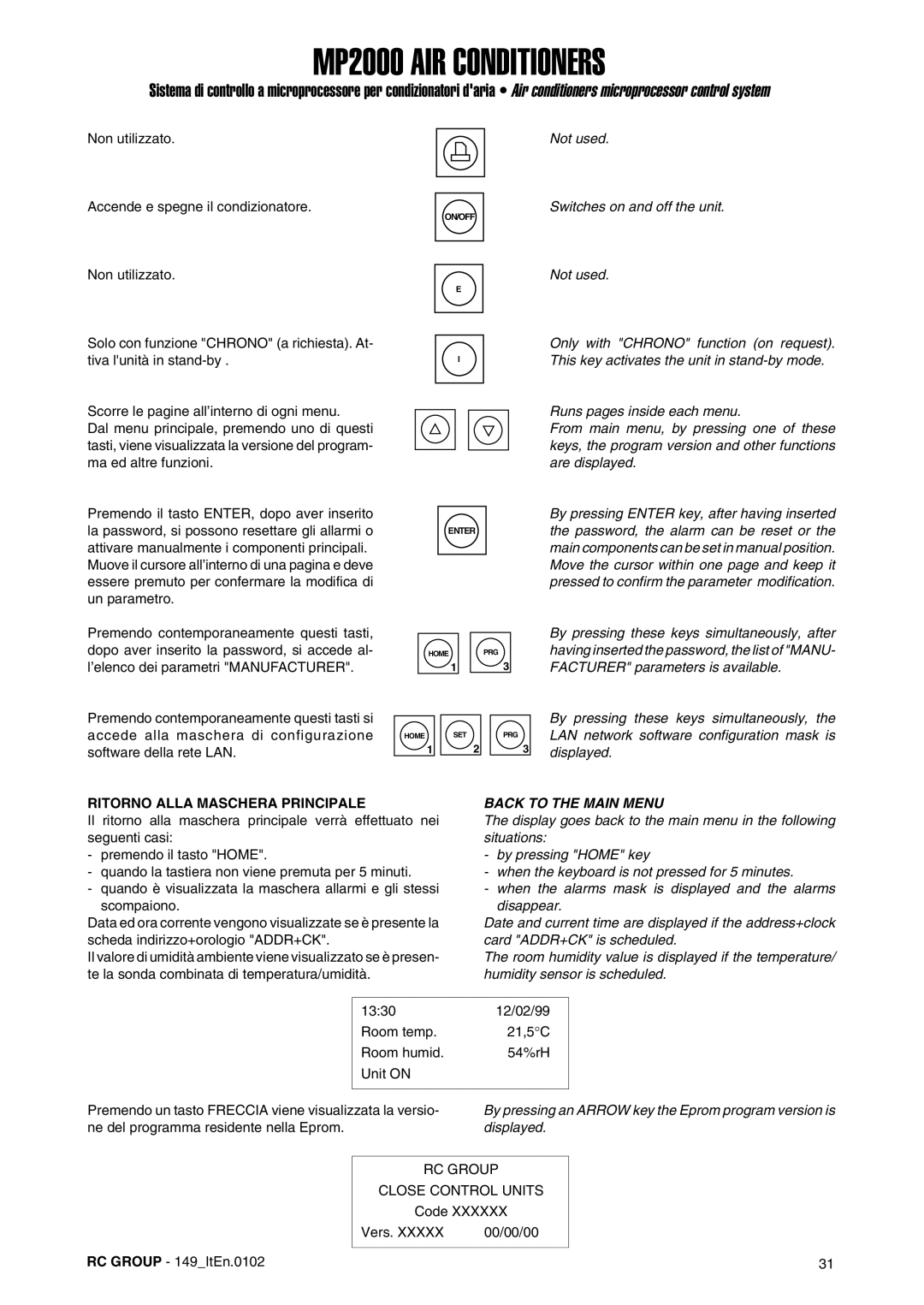 Dell MP2000 manual Ritorno Alla Maschera Principale, Back to the Main Menu 