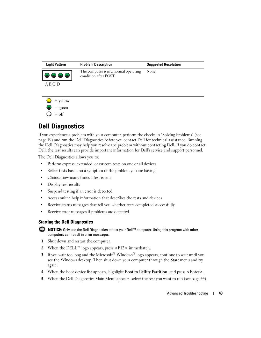 Dell G7279, MTC2, DMC manual Starting the Dell Diagnostics 