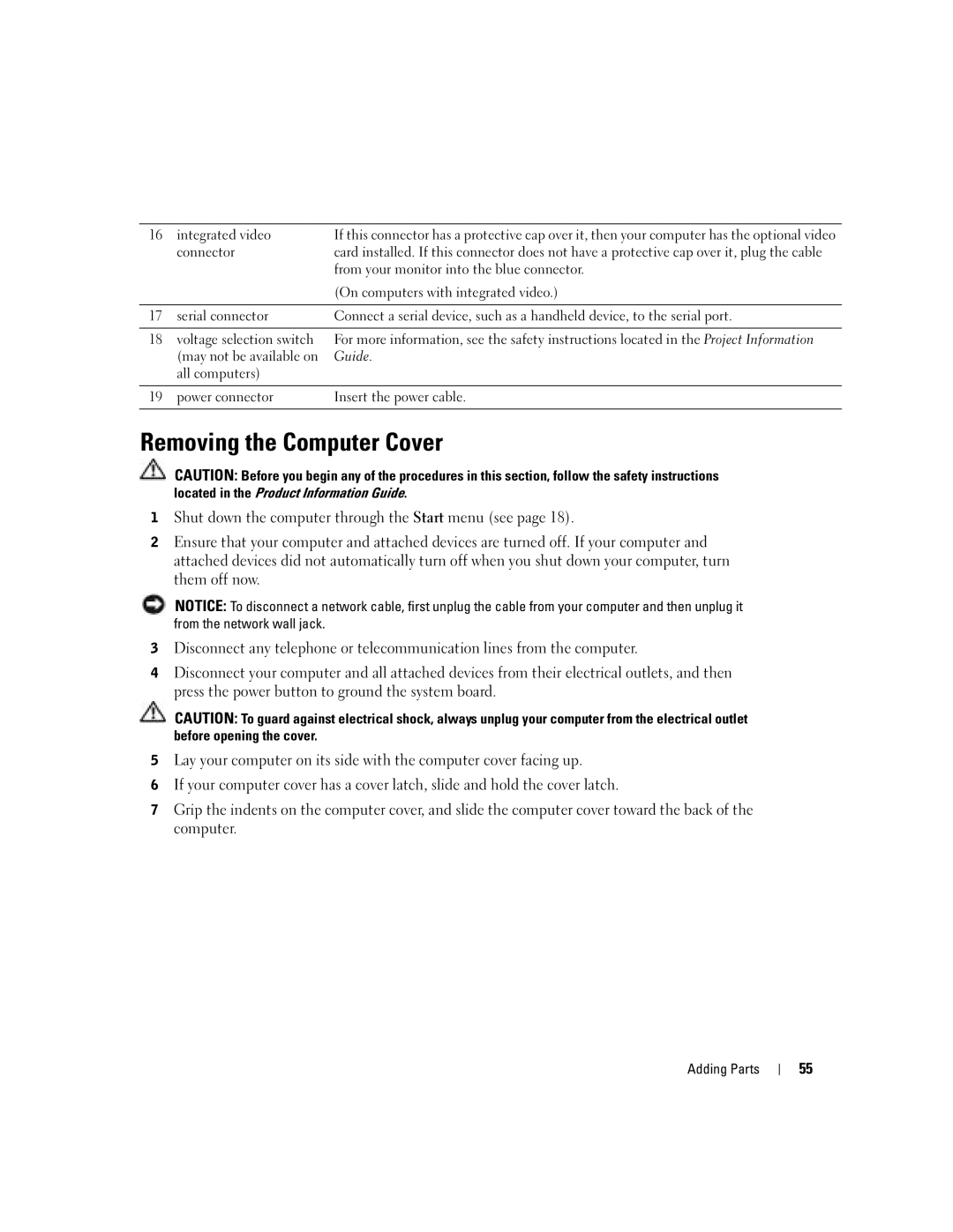 Dell G7279, MTC2, DMC manual Removing the Computer Cover, Guide 