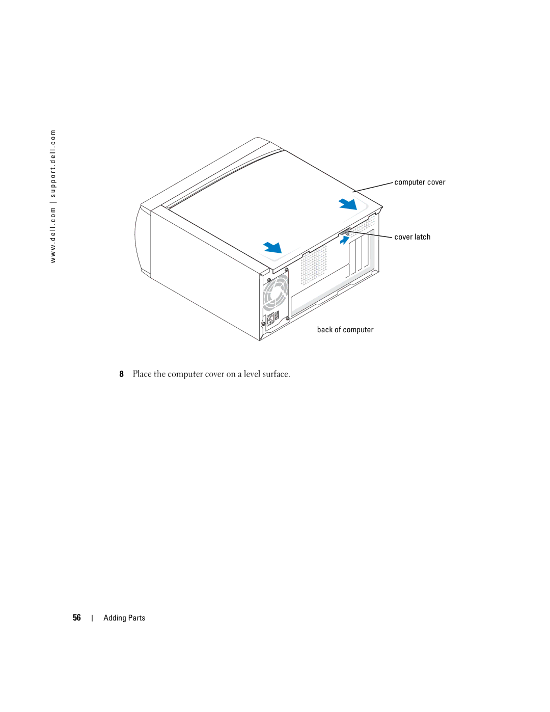 Dell DMC, MTC2, G7279 manual Computer cover Cover latch Back of computer 