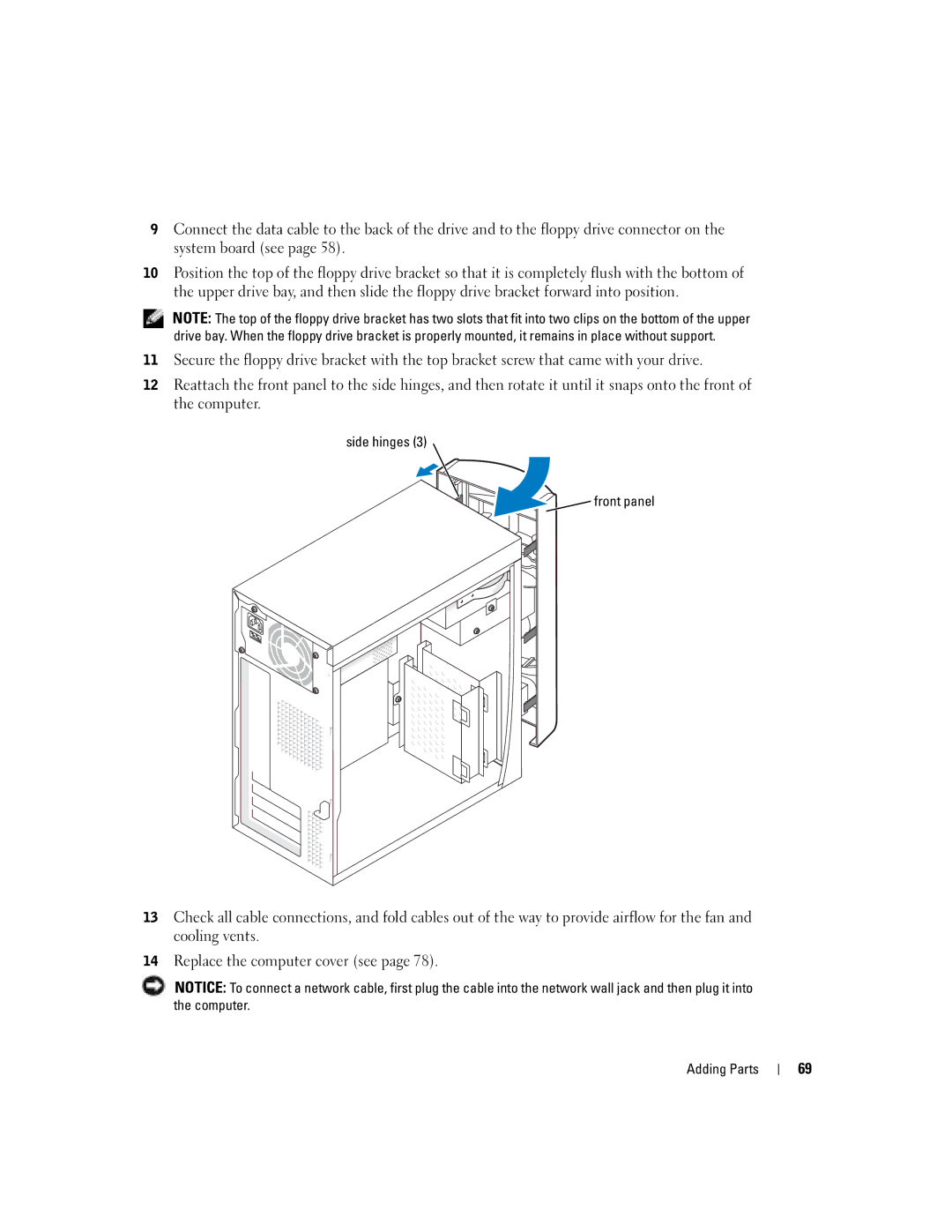 Dell MTC2, G7279, DMC manual Side hinges Front panel 