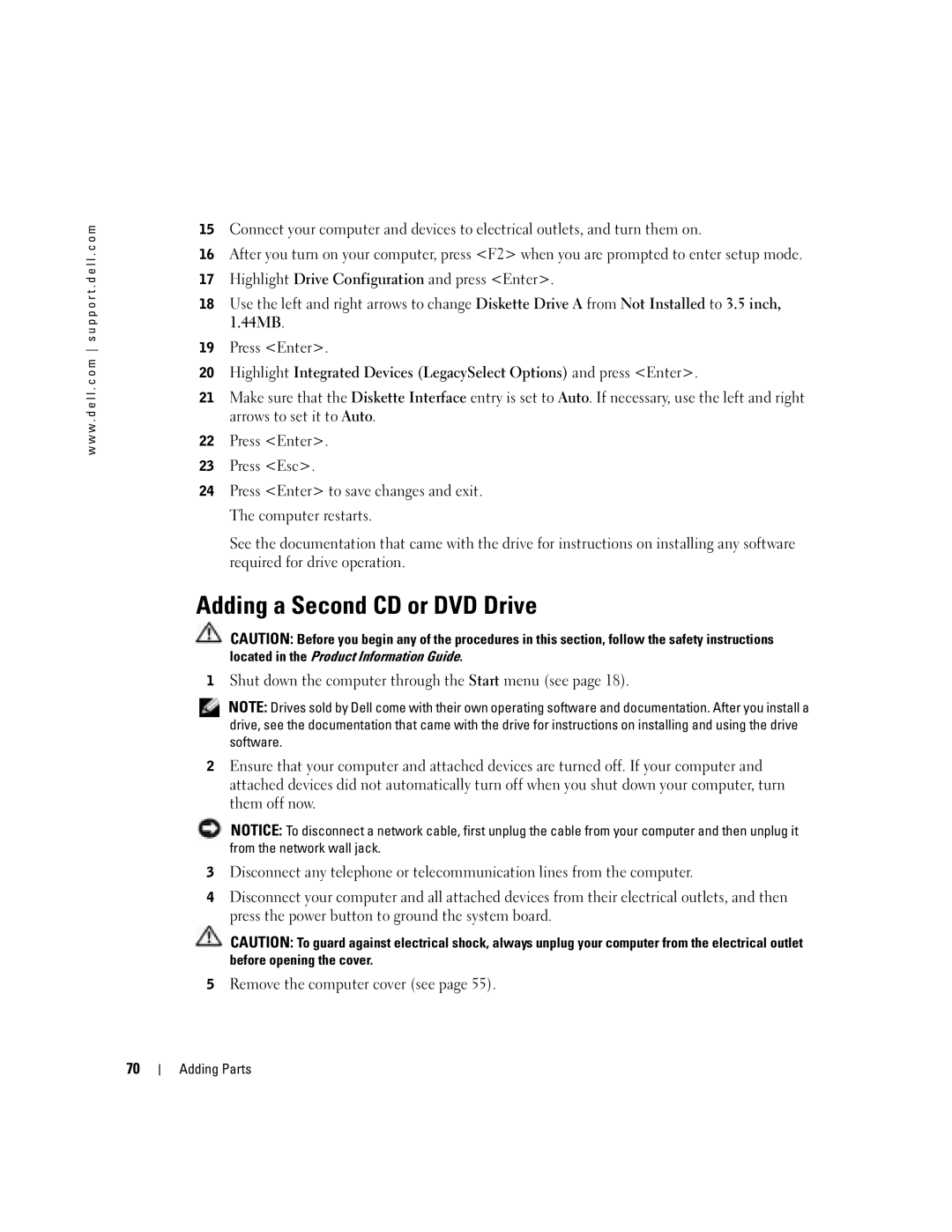 Dell G7279, MTC2, DMC manual Adding a Second CD or DVD Drive 