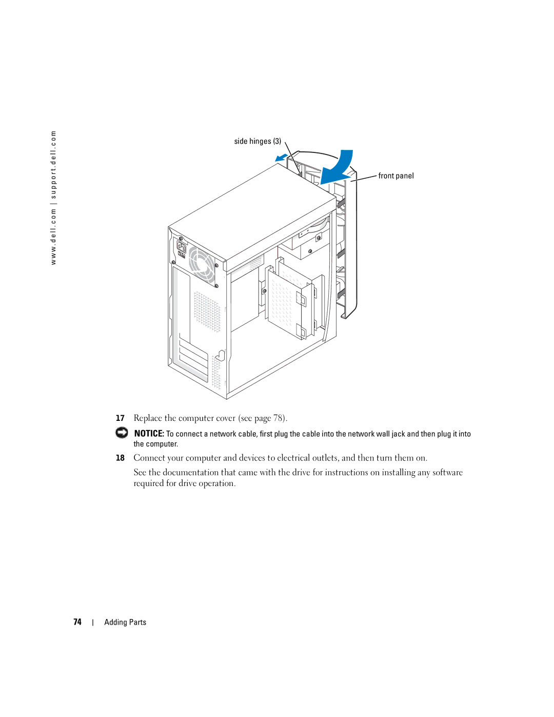 Dell DMC, MTC2, G7279 manual Side hinges Front panel 