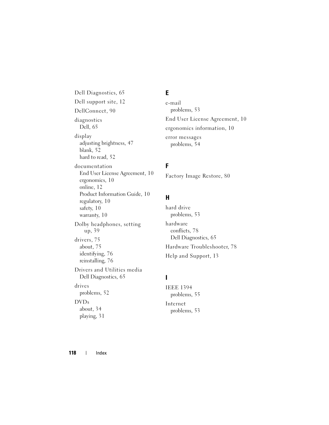 Dell MTG owner manual Index 