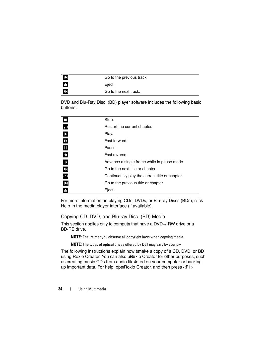 Dell MTG owner manual Copying CD, DVD, and Blu-ray Disc BD Media 