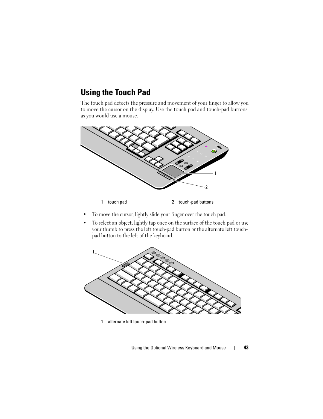 Dell MTG owner manual Using the Touch Pad 