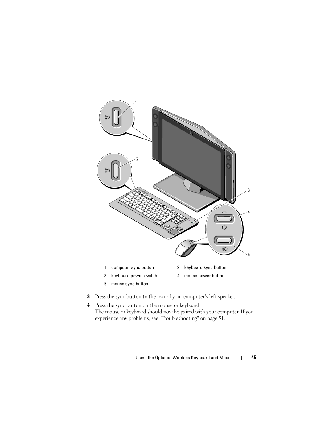 Dell MTG owner manual Computer sync button 