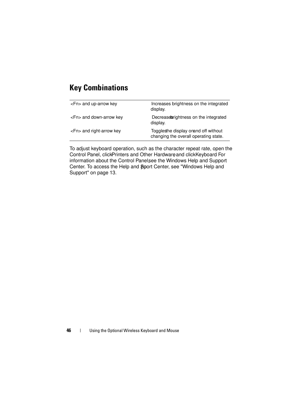 Dell MTG owner manual Key Combinations 