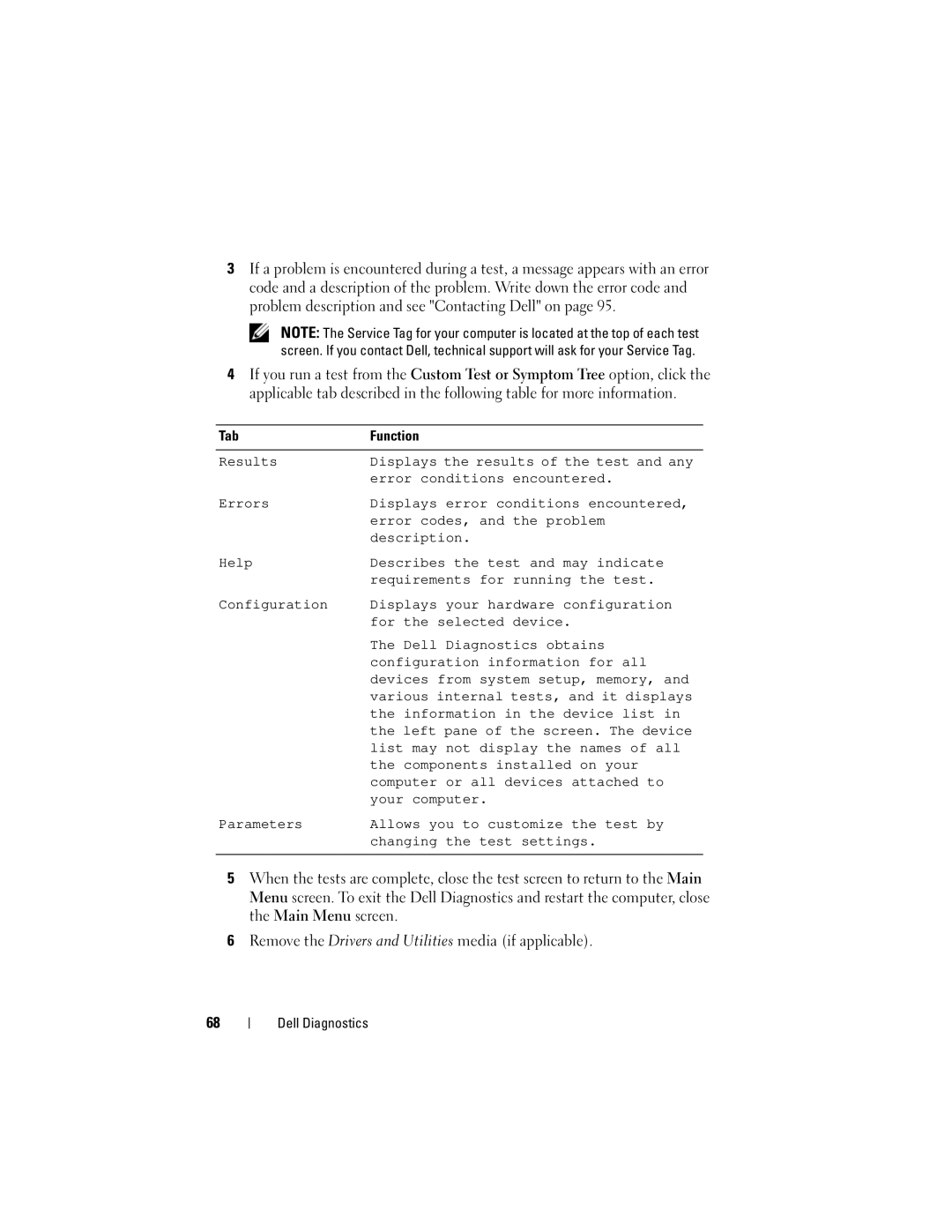 Dell MTG owner manual Dell Diagnostics 