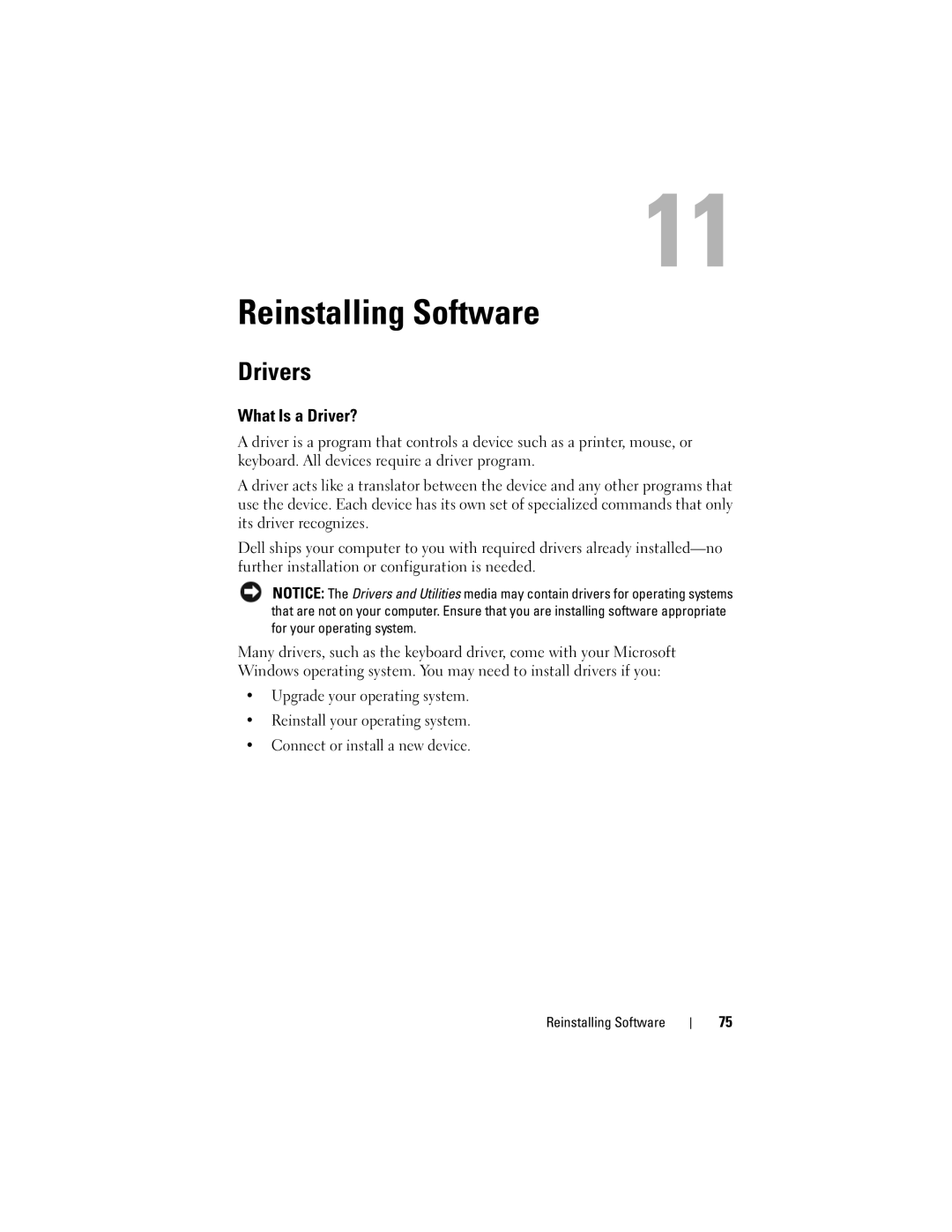 Dell MTG owner manual Reinstalling Software, Drivers, What Is a Driver? 