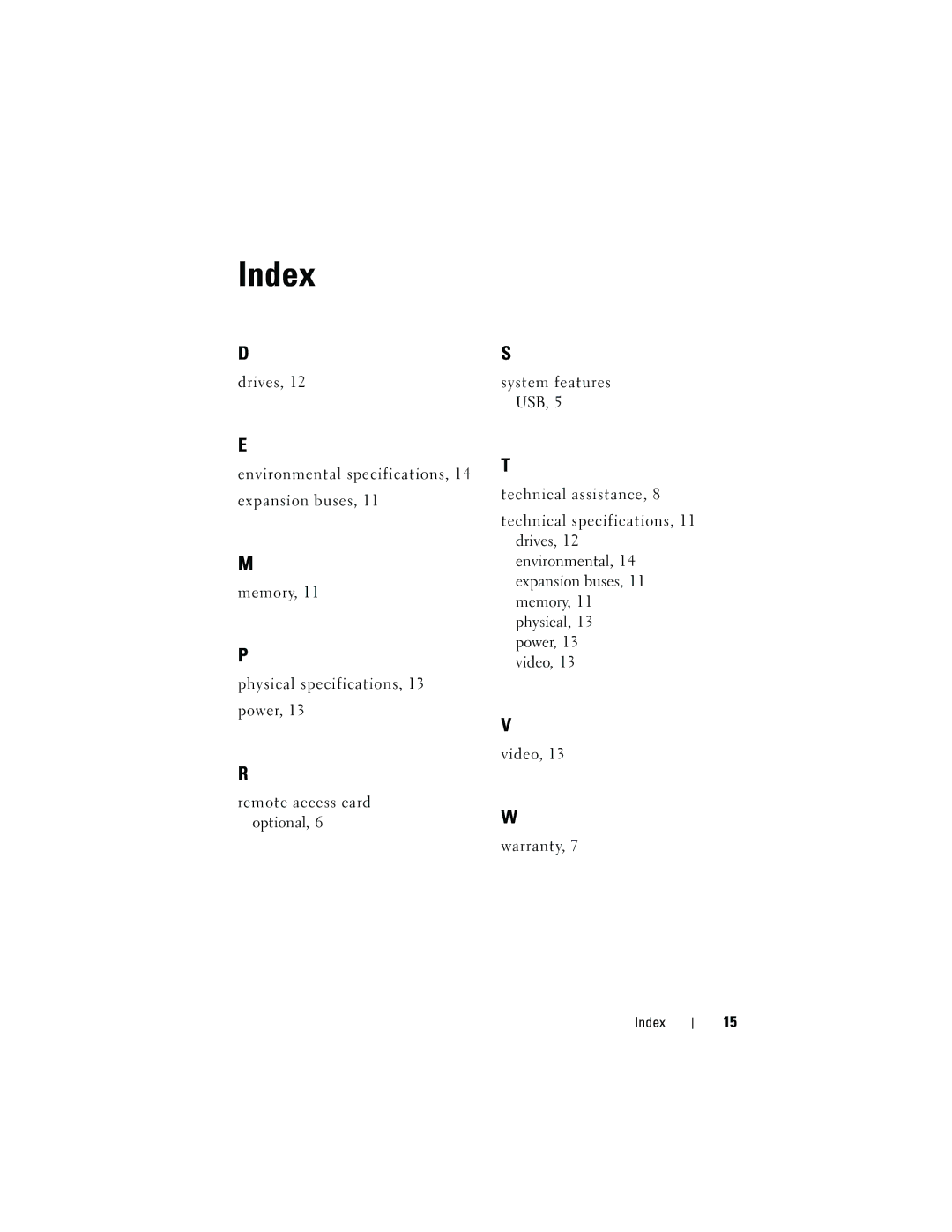 Dell JU892, MVT01 manual Index 