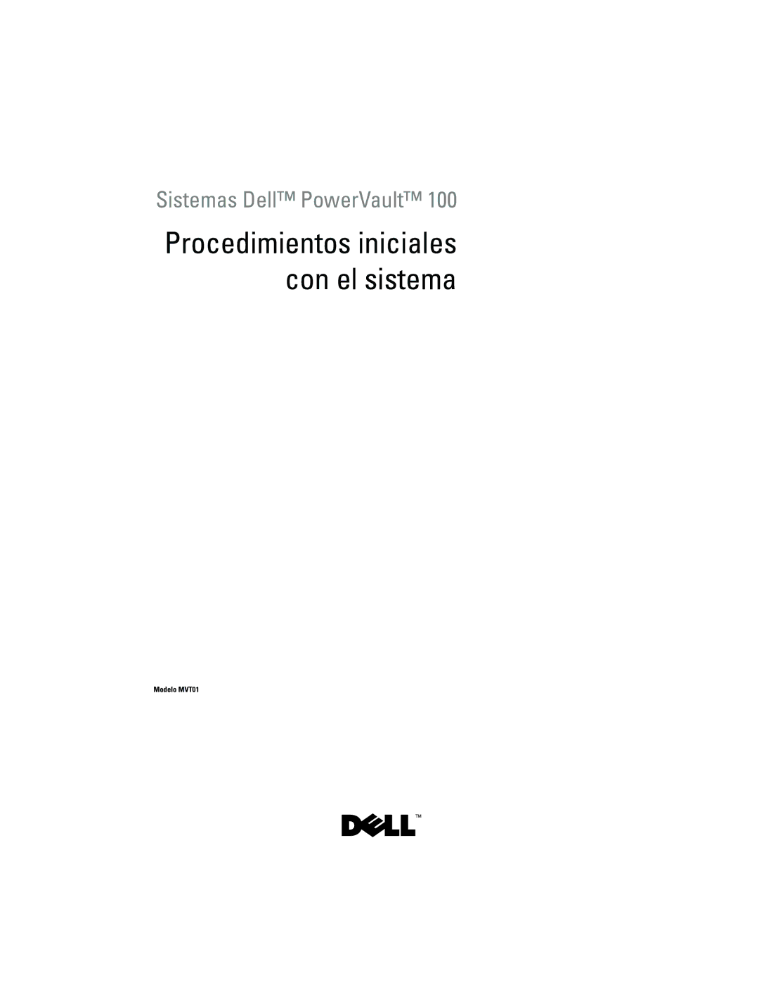 Dell JU892, MVT01 manual Procedimientos iniciales con el sistema 