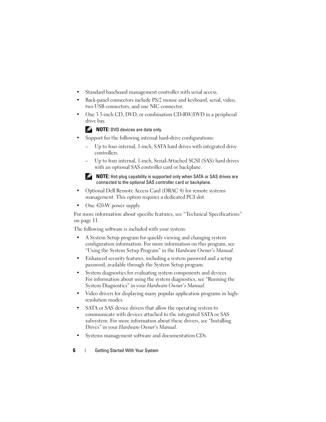 Dell MVT01, JU892 manual Getting Started With Your System 