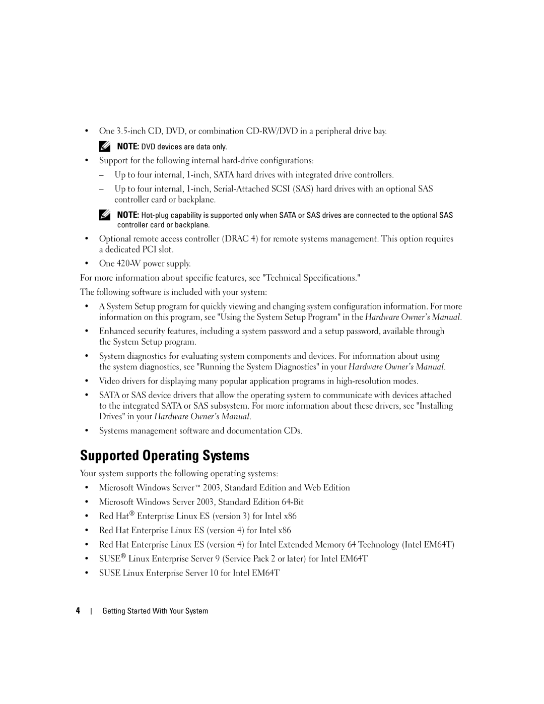 Dell MVT01 manual Supported Operating Systems 