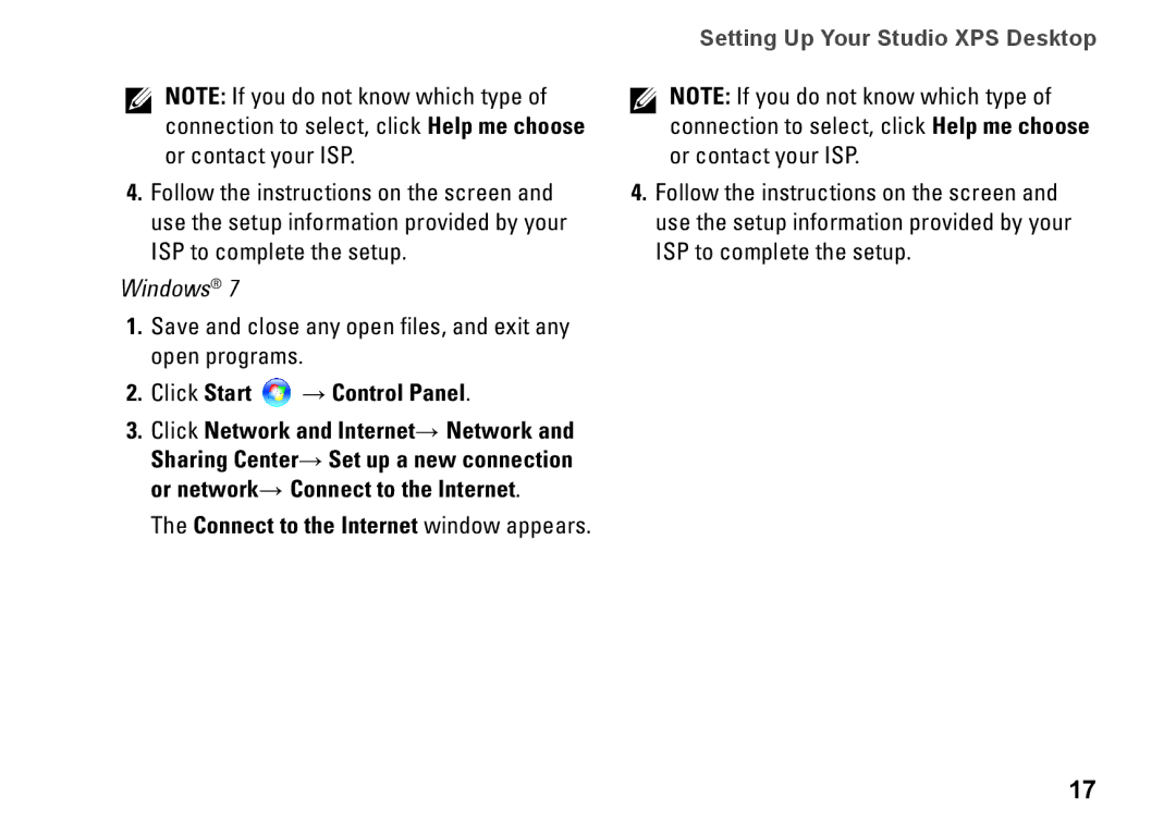 Dell MX36C setup guide Connect to the Internet window appears 