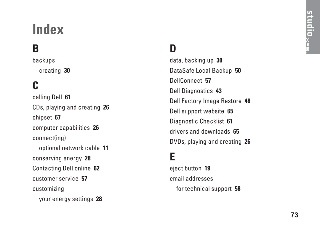 Dell MX36C setup guide Index 