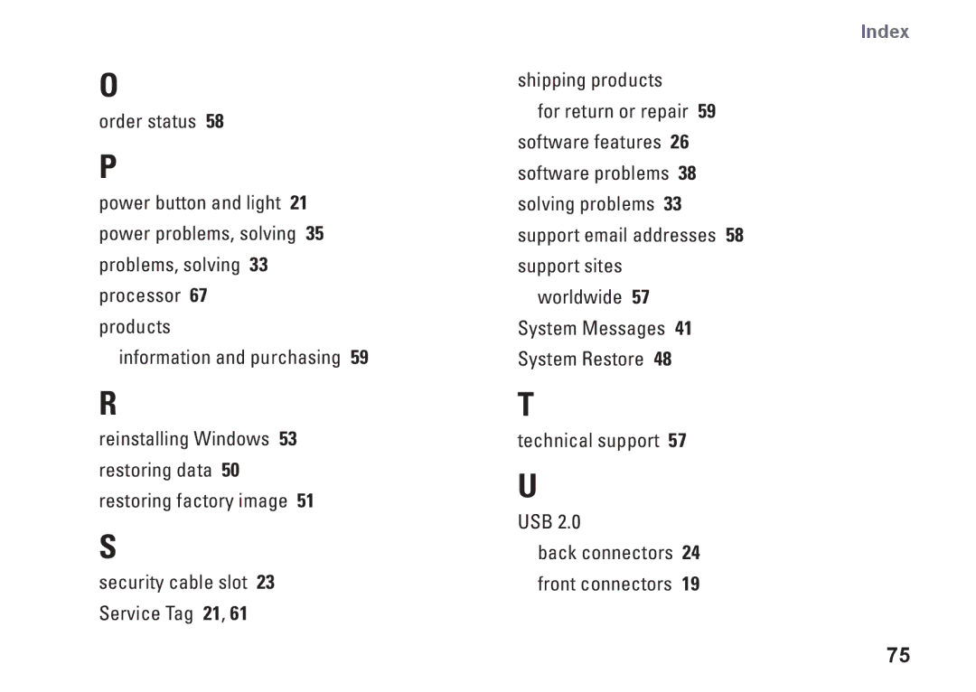 Dell MX36C setup guide Index 