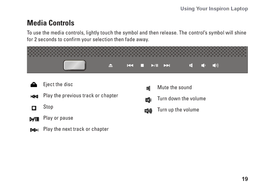 Dell PP25L, N073F setup guide Media Controls 