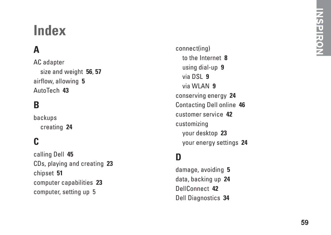 Dell PP25L, N073F setup guide Index 