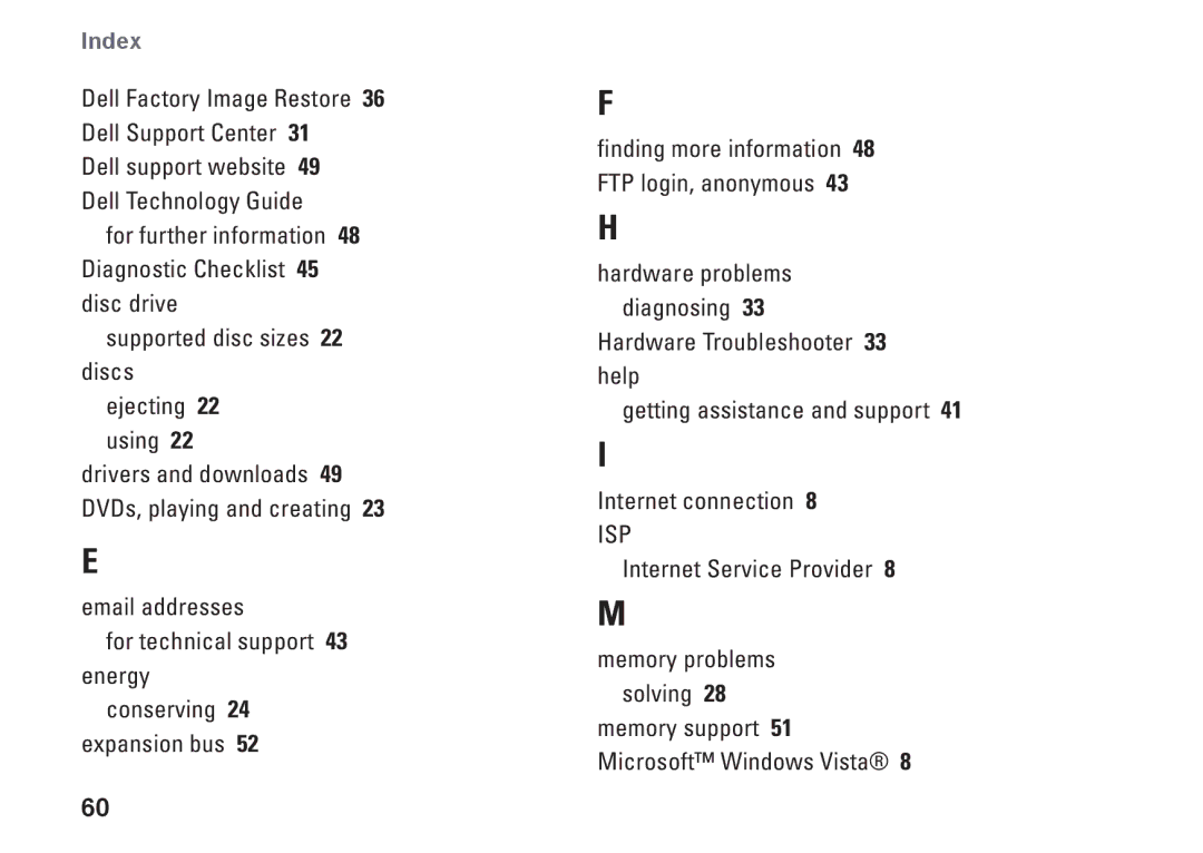 Dell N073F, PP25L setup guide Index 