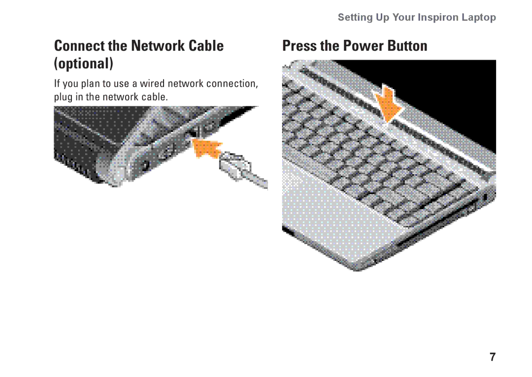 Dell PP25L, N073F setup guide Connect the Network Cable Press the Power Button Optional 