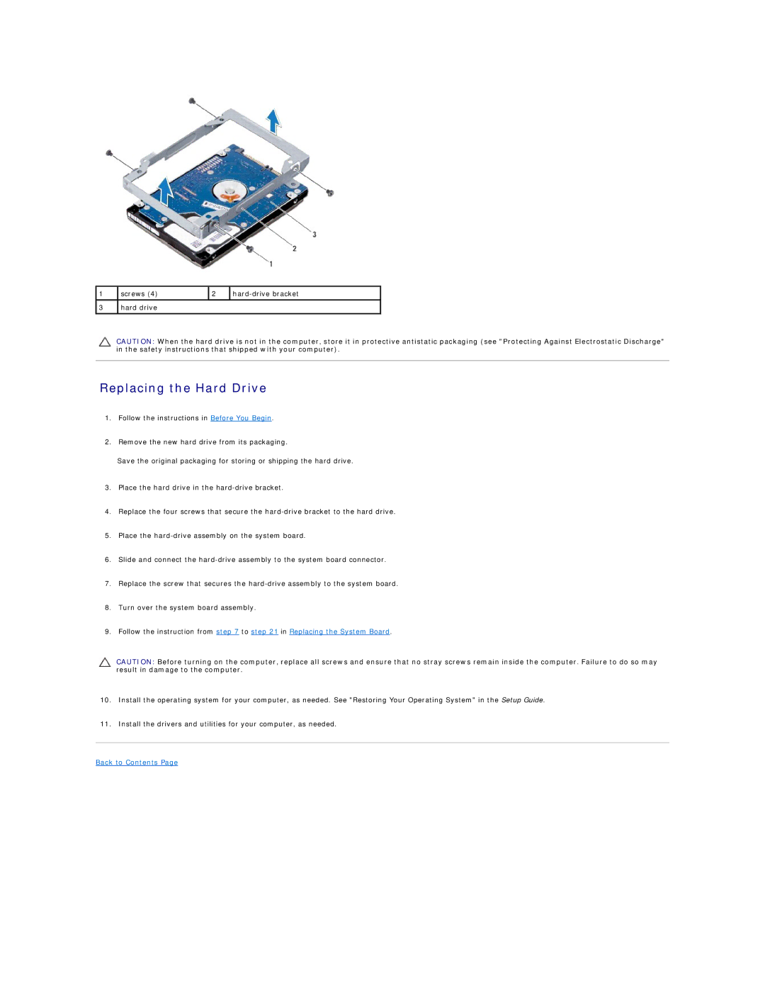 Dell N3010 manual Replacing the Hard Drive 