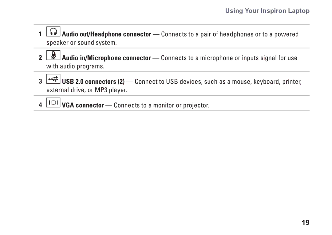 Dell N4030, N4020, P1M49, P07G003, P07G001 setup guide Using Your Inspiron Laptop 