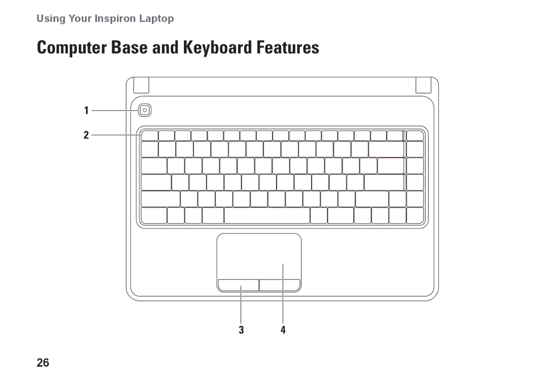 Dell P07G003, N4020, N4030, P1M49, P07G001 setup guide Computer Base and Keyboard Features 