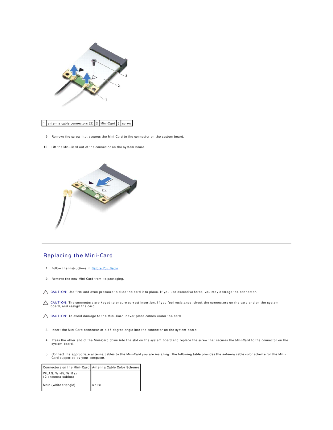 Dell N5010, M5010 manual Replacing the Mini-Card 