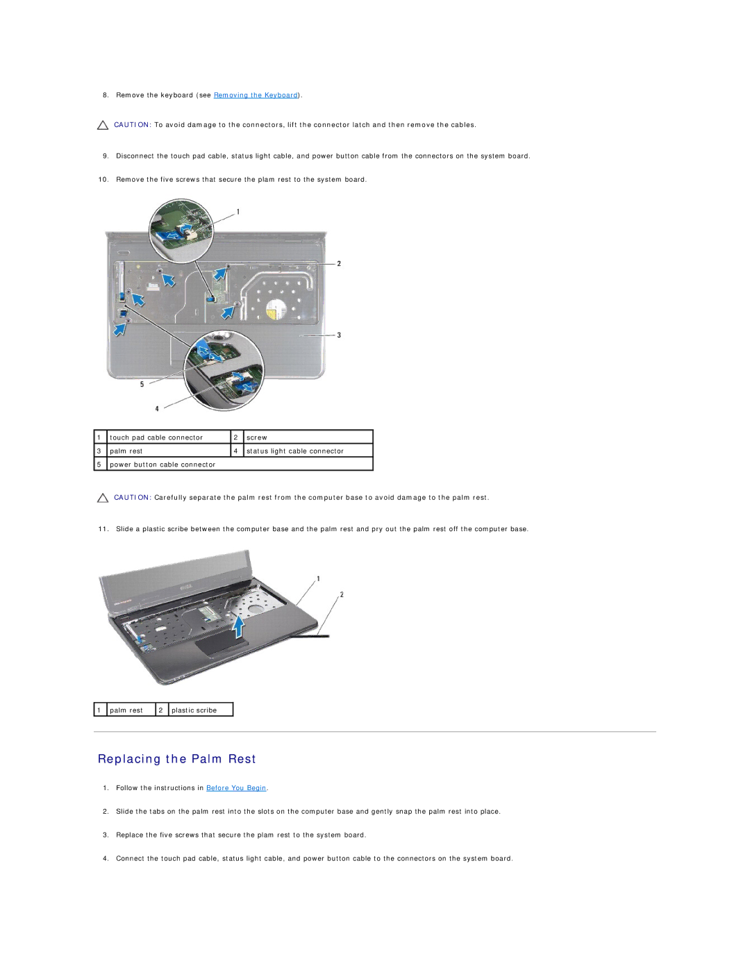 Dell M5010, N5010 manual Replacing the Palm Rest 