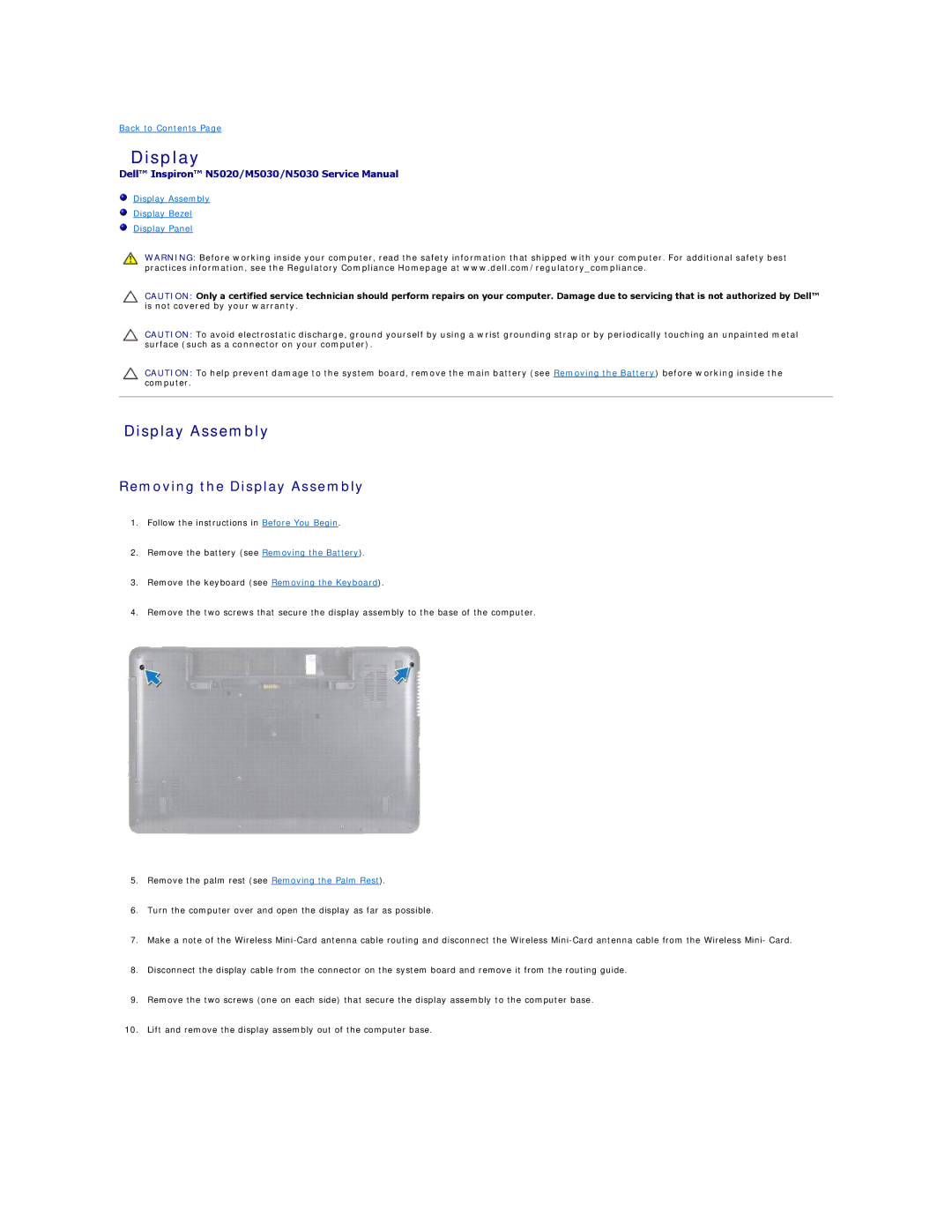 Dell M5030, N5030, N5020 manual Display Assembly 