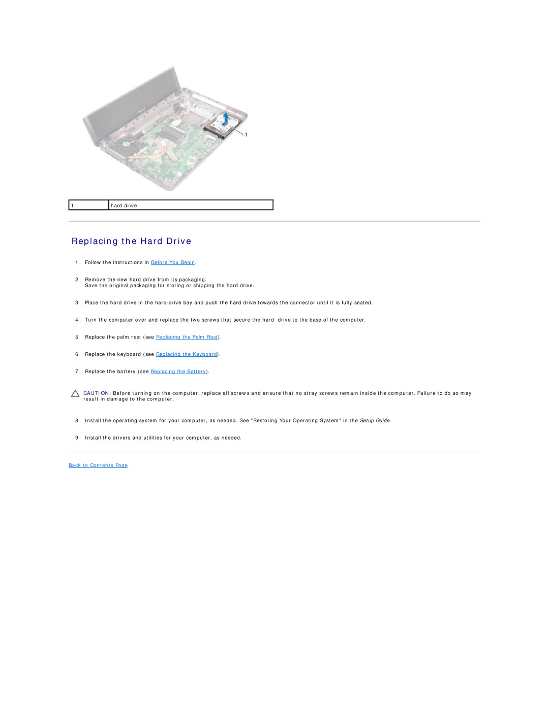 Dell M5030, N5030, N5020 manual Replacing the Hard Drive 