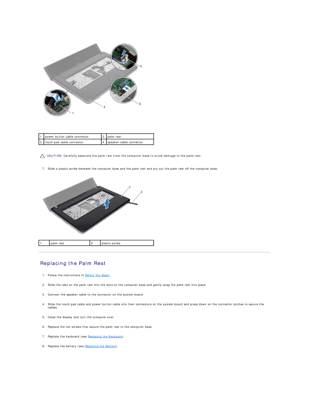 Dell N5030, N5020, M5030 manual Replacing the Palm Rest 