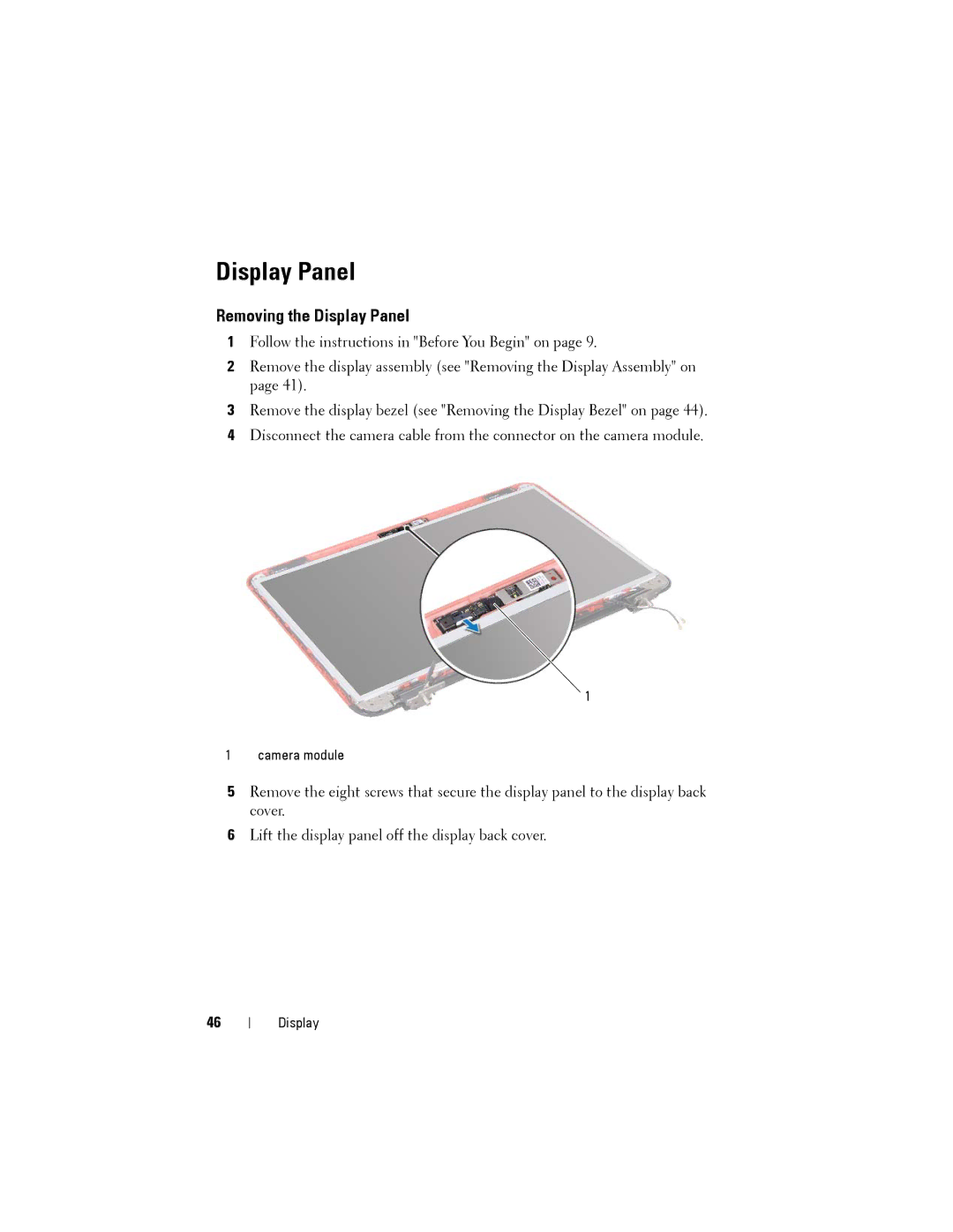 Dell N5110 service manual Removing the Display Panel 