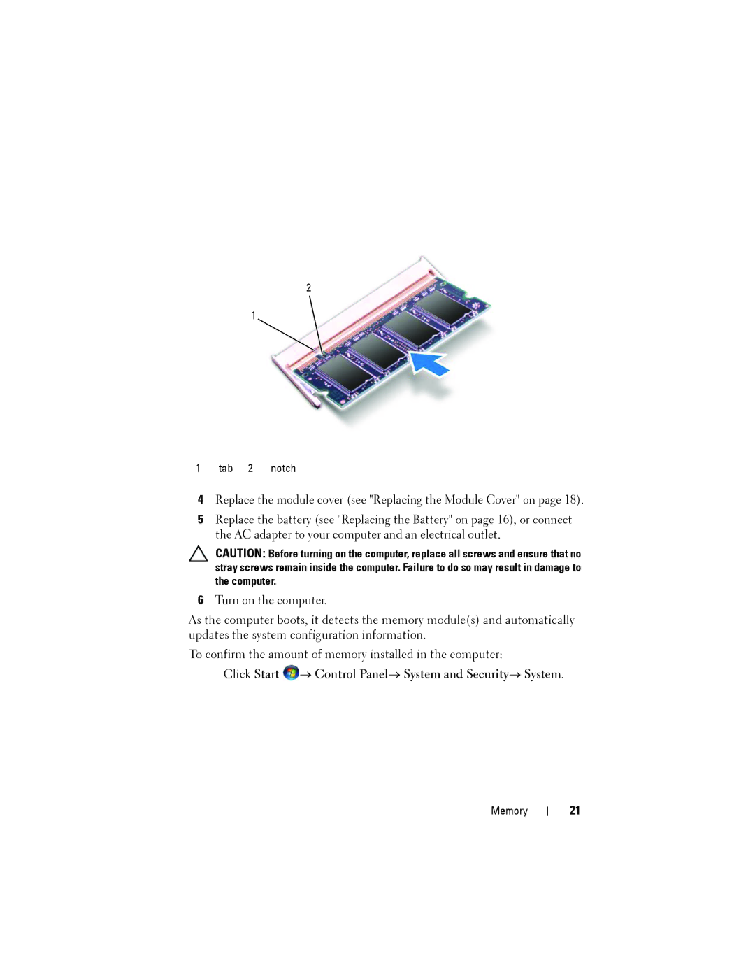 Dell N5110 service manual Click Start → Control Panel→ System and Security→ System 