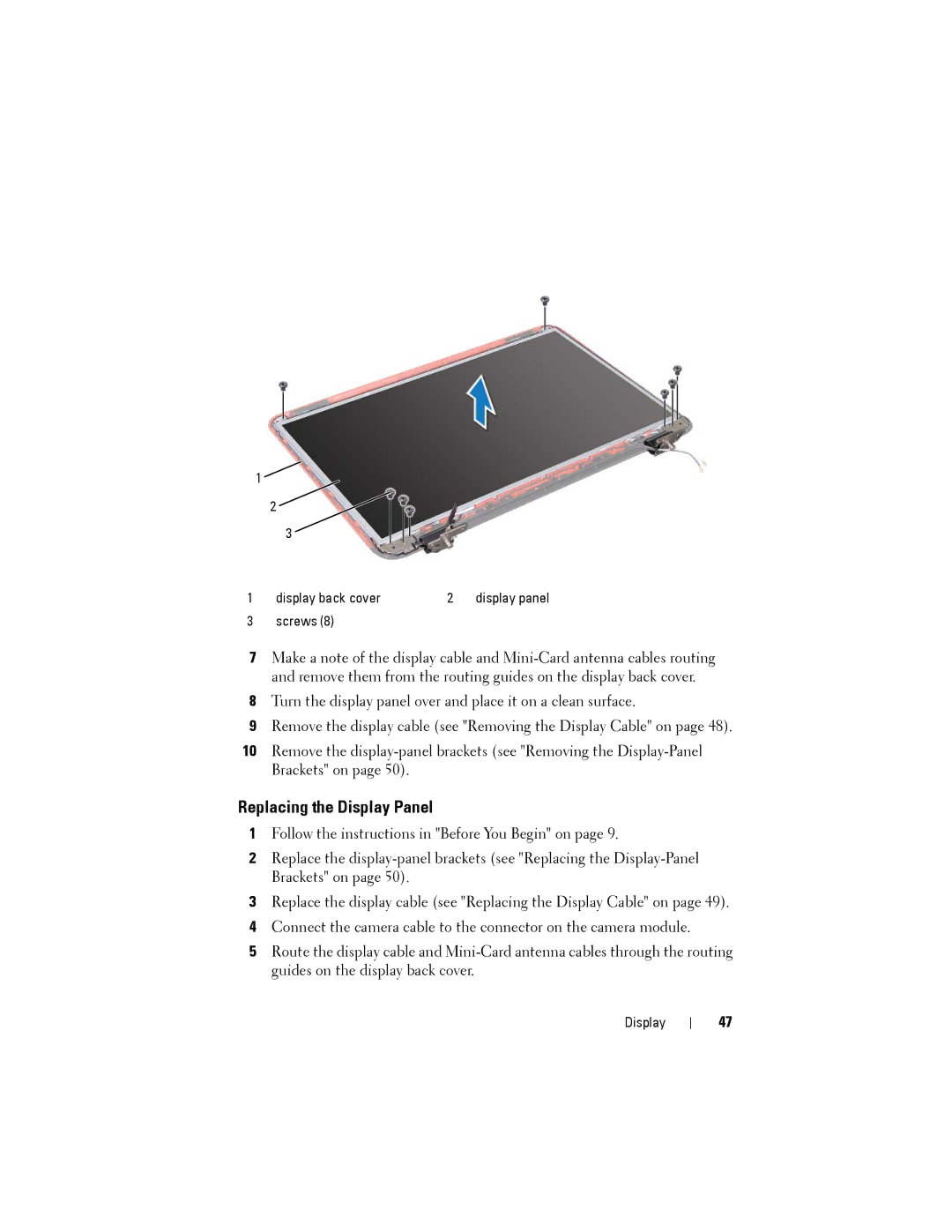 Dell N5110 service manual Replacing the Display Panel 