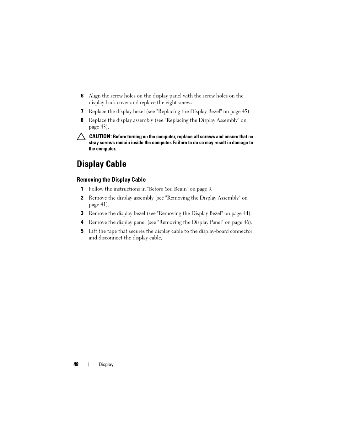 Dell N5110 service manual Removing the Display Cable 