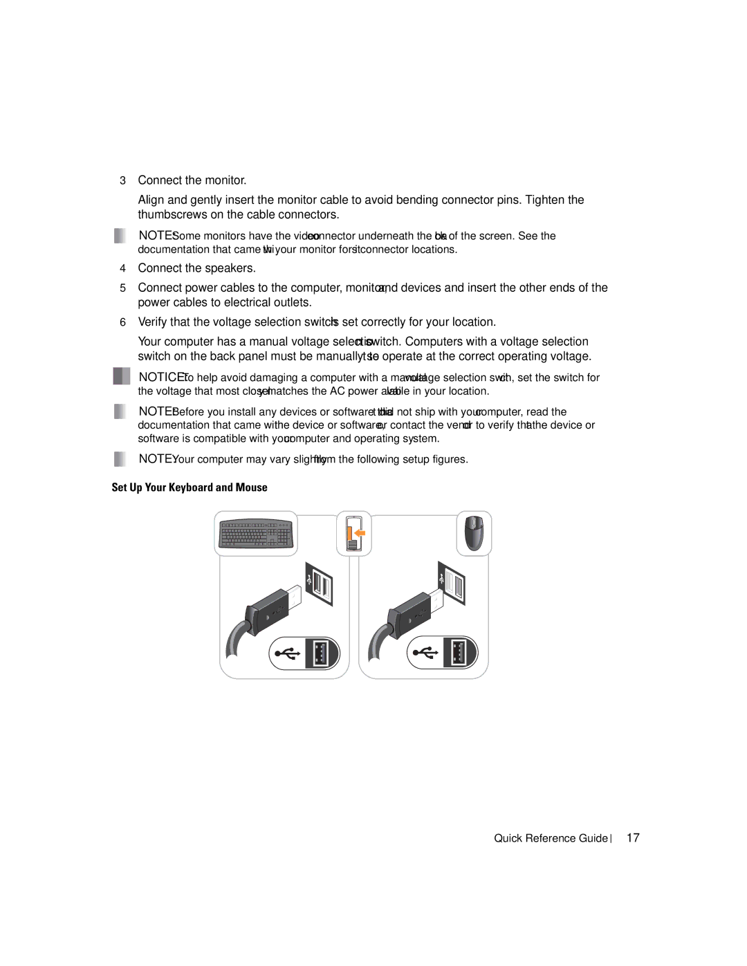 Dell N7132 manual Set Up Your Keyboard and Mouse 