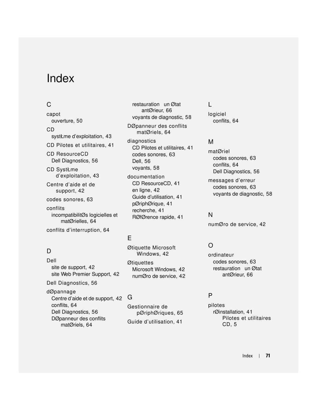 Dell N7132 manual Index 