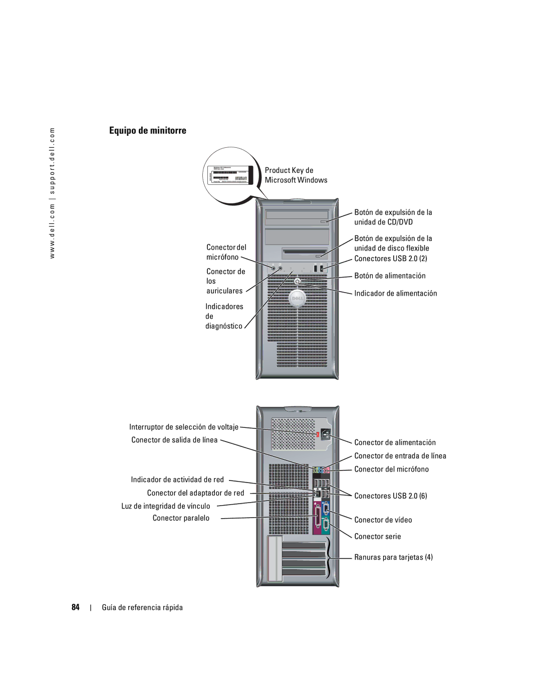 Dell N7132 manual Equipo de minitorre 