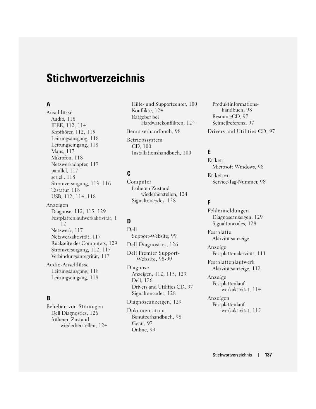 Dell N8151 manual 137, Stichwortverzeichnis 