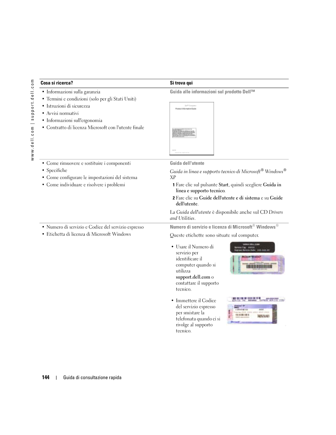 Dell N8151 manual 144, Guida alle informazioni sul prodotto Dell, Guida dellutente 