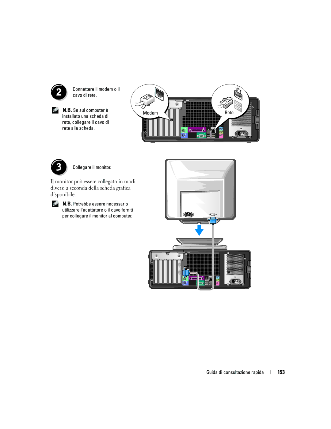 Dell N8151 manual 153, Installato una scheda di, Rete, collegare il cavo di rete alla scheda 