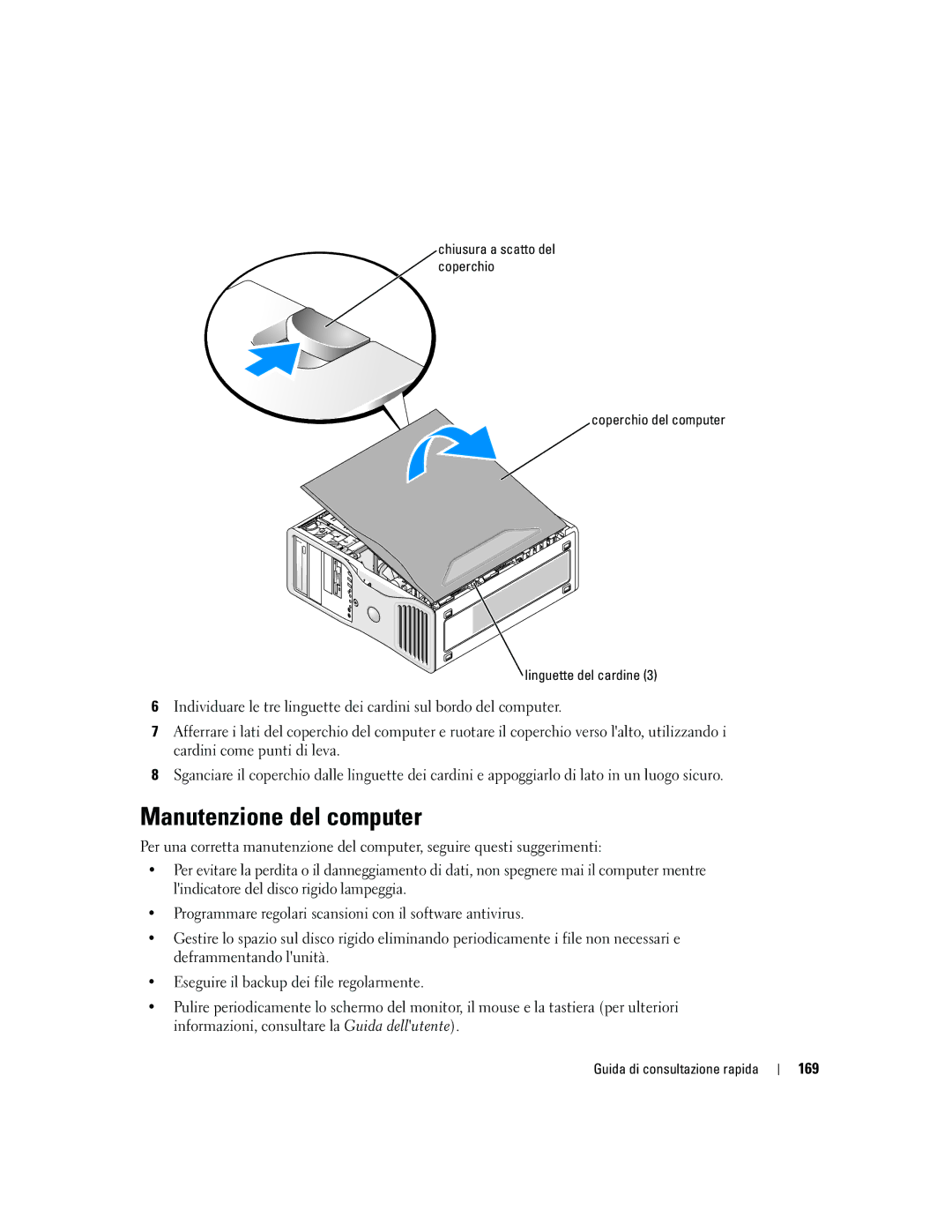 Dell N8151 manual Manutenzione del computer, 169 