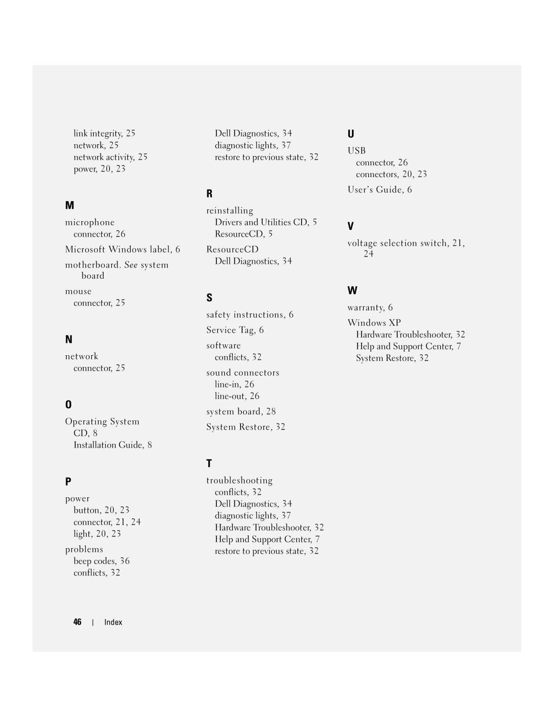 Dell N8151 manual Index 