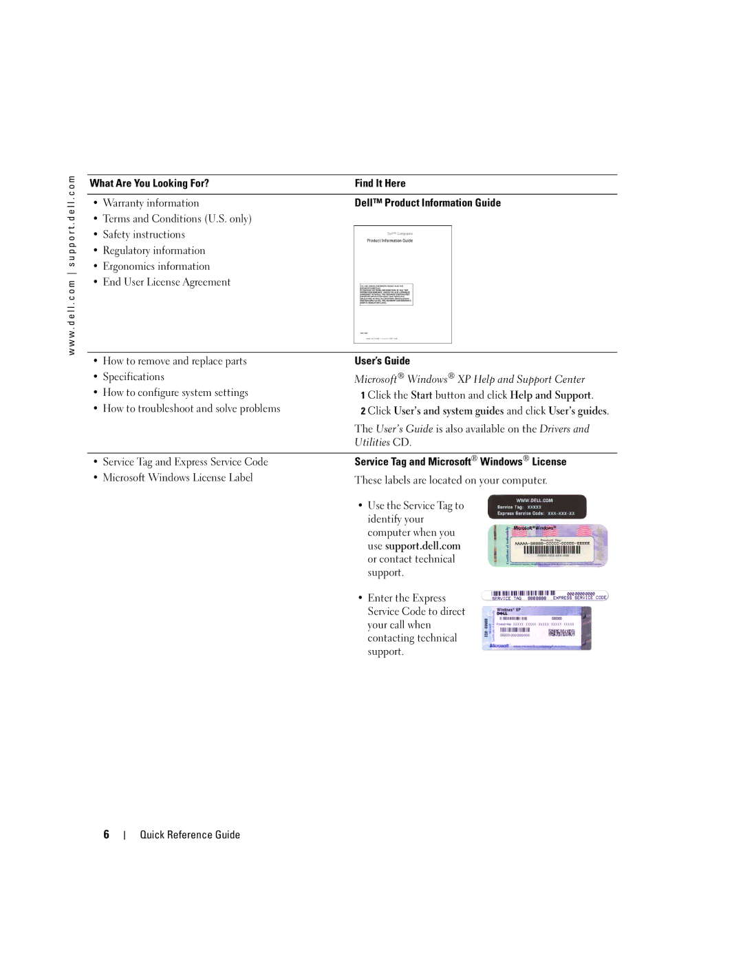 Dell N8152 manual Click User’s and system guides and click User’s guides, Service Tag and Microsoft Windows License 