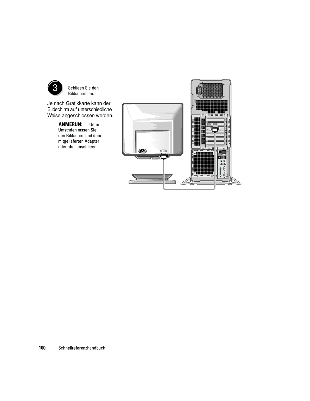 Dell ND218 manual 100, Bildschirm an 