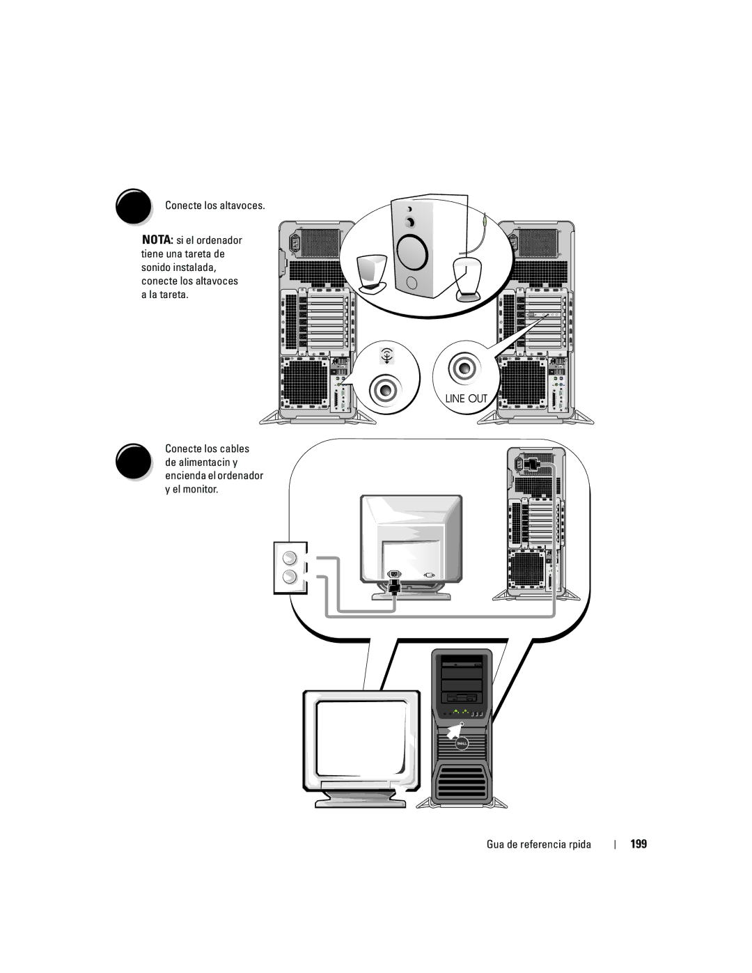 Dell ND218 manual 199, Conecte los cables 