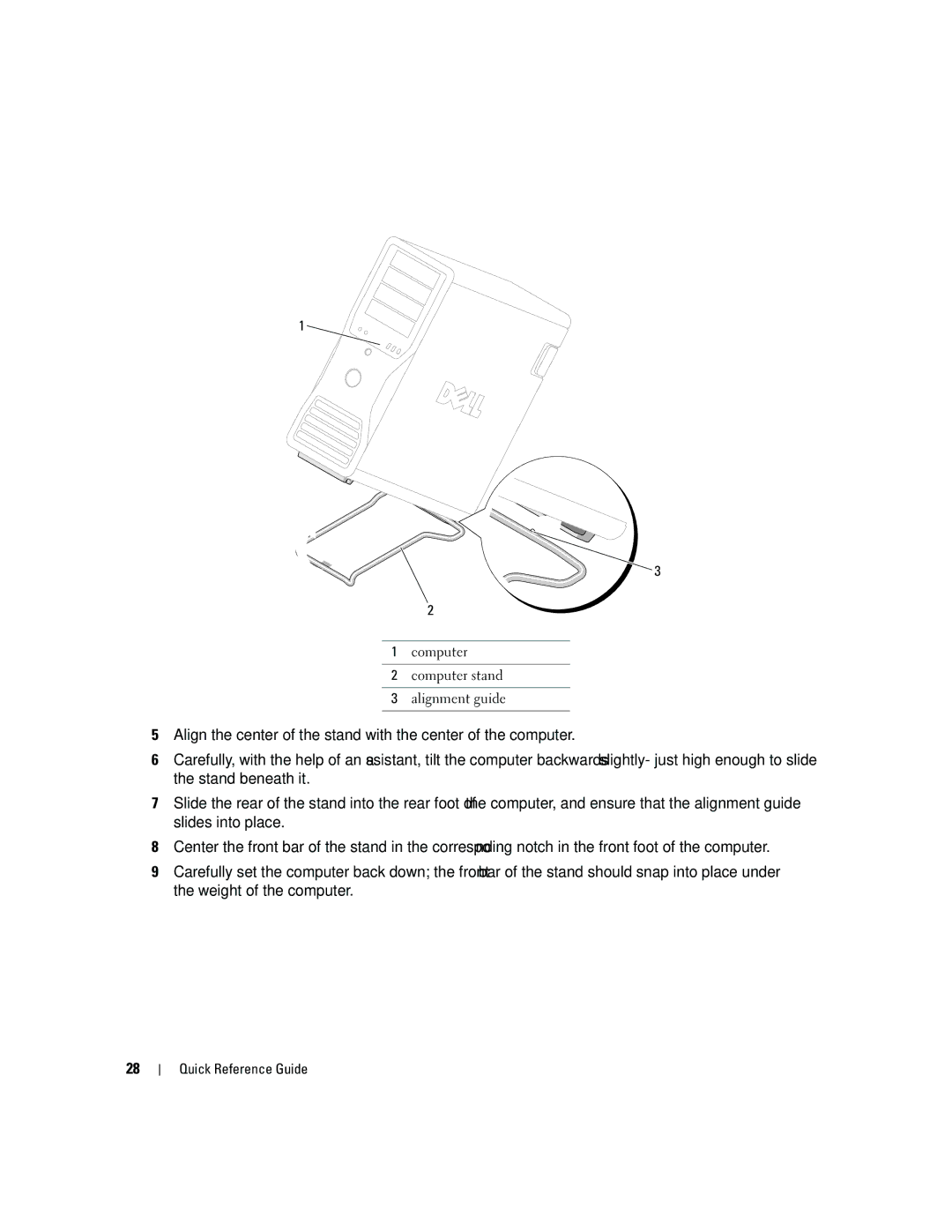 Dell ND218 manual Computer Computer stand Alignment guide 